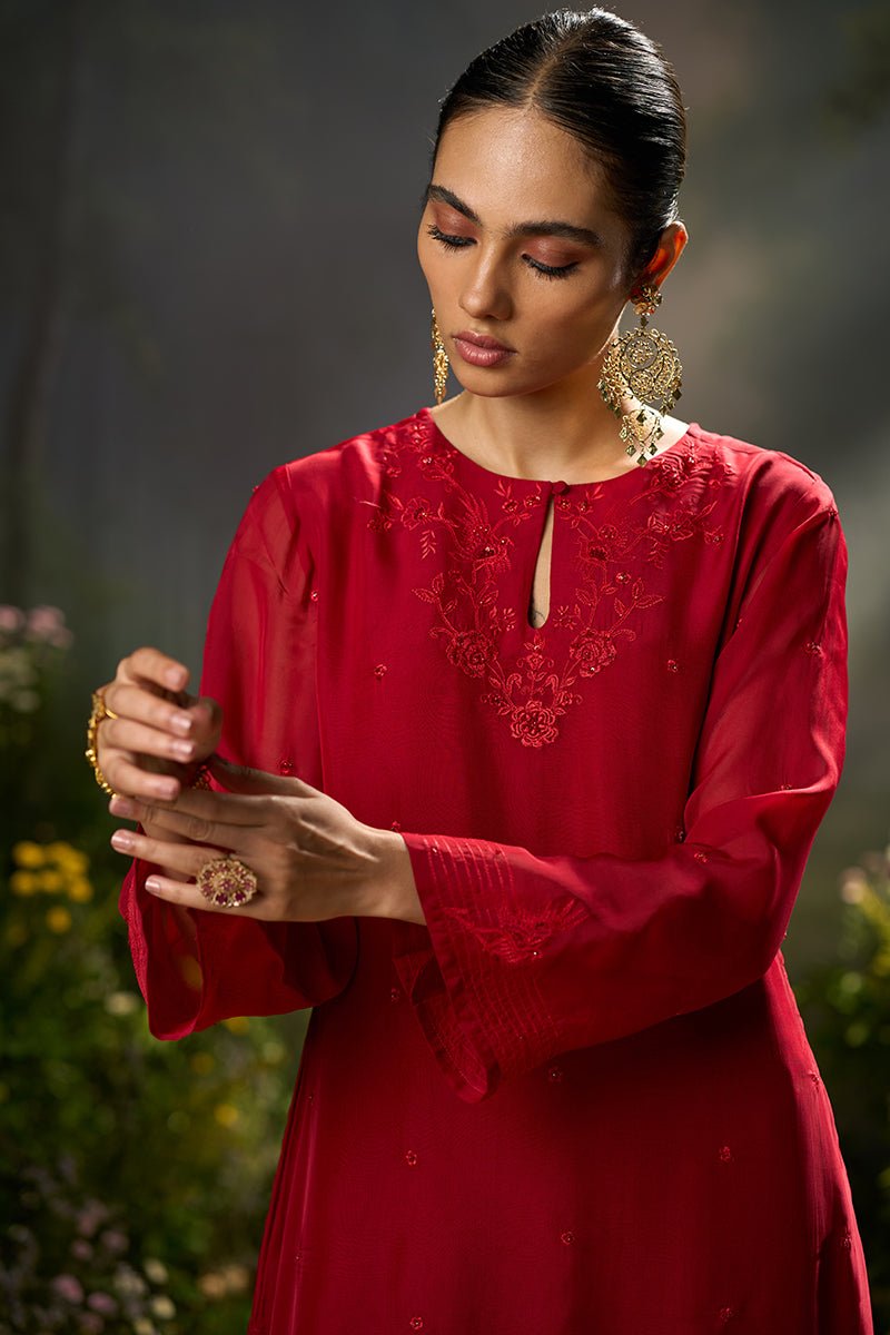 Dhiyona GF salsa red festive kurta set