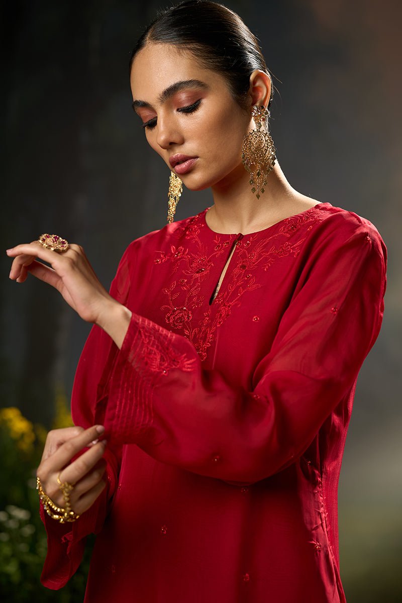 Dhiyona GF salsa red festive kurta set