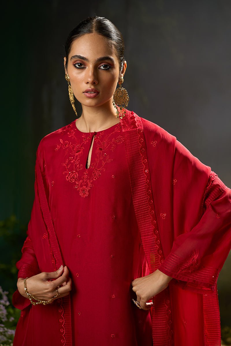 Dhiyona GF salsa red festive kurta set