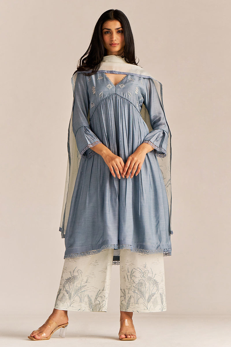 Dhiyona GF Women's Stone Grey Kurta Set