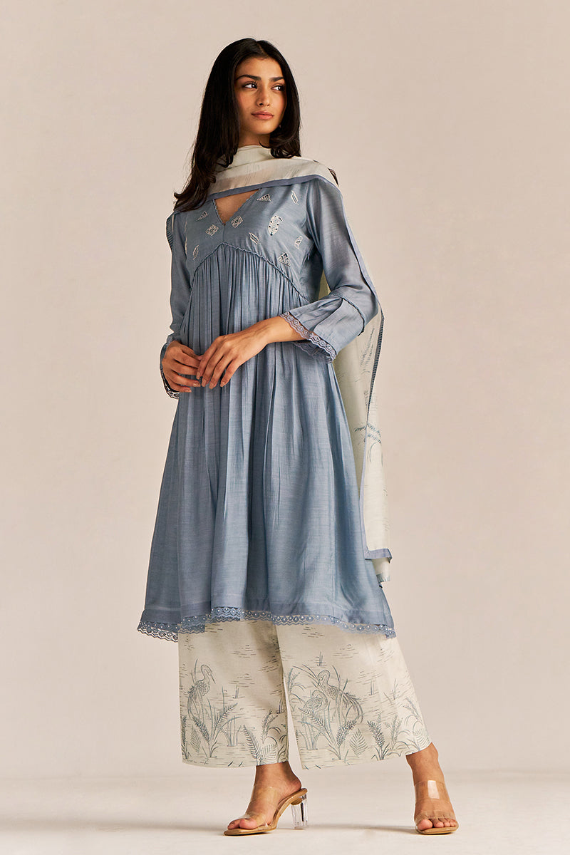 Dhiyona GF Women's Stone Grey Kurta Set