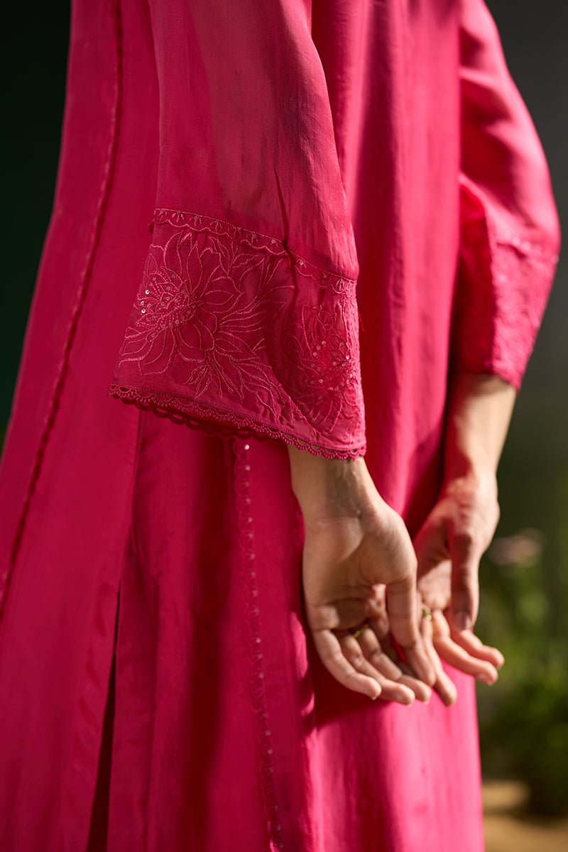 left side Azalea Pink Festive Kurta Set