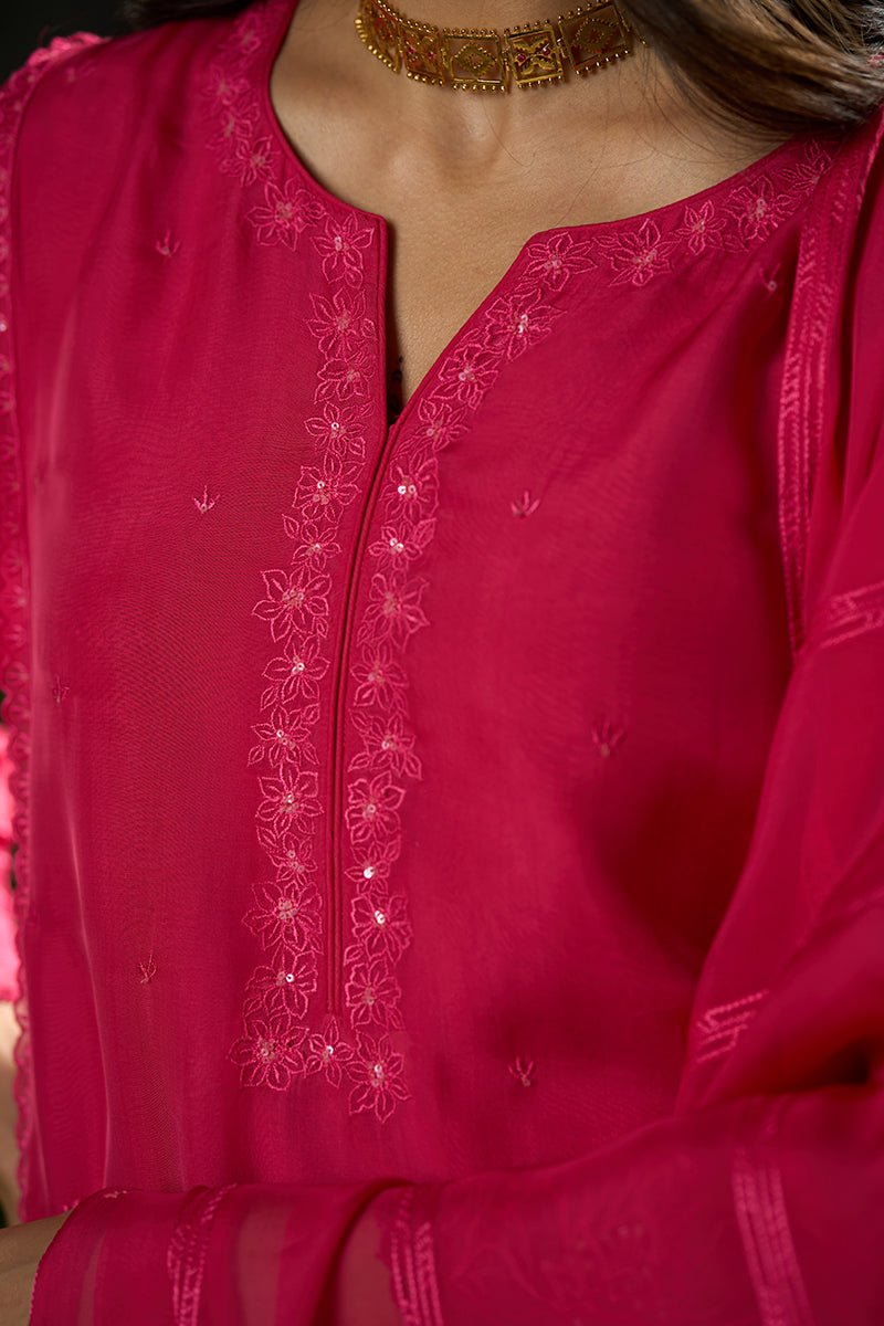 front view Azalea Pink Festive Kurta Set