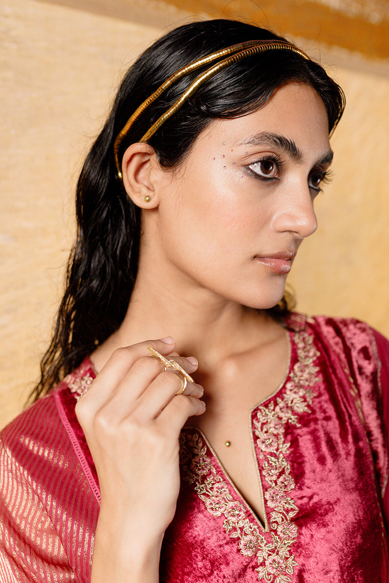 Women's Festival Fuchsia Woven Silk Kurta Set