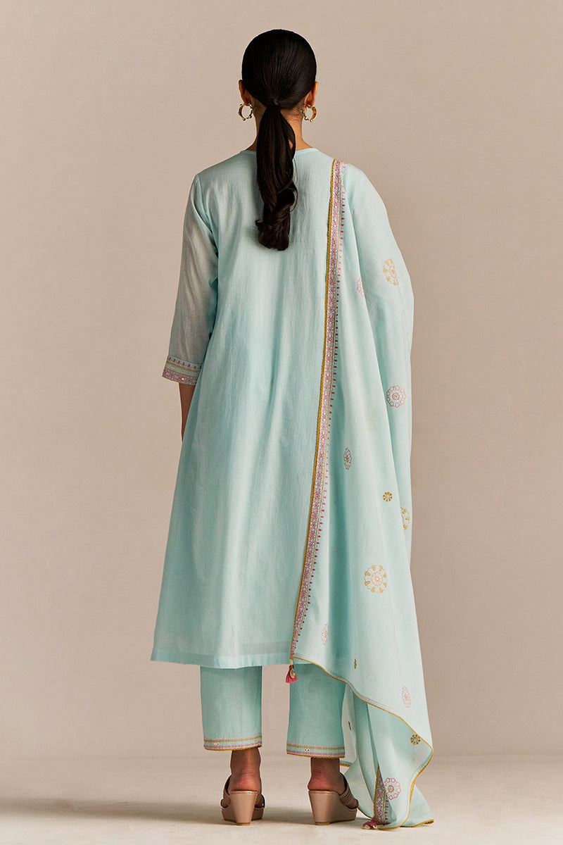 Dhiyona GF Women's Fair Aqua Mul-Mul Kurta Set