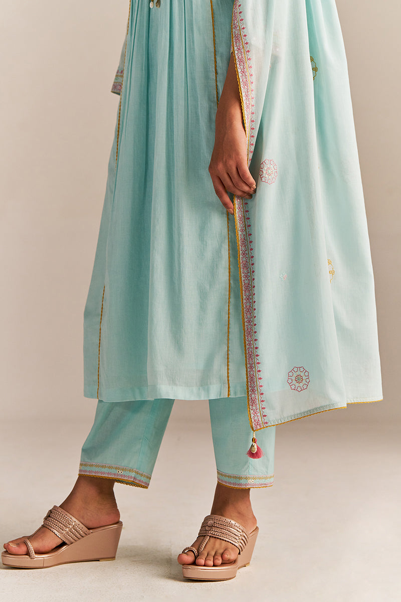 Dhiyona GF Women's Fair Aqua Mul-Mul Kurta Set
