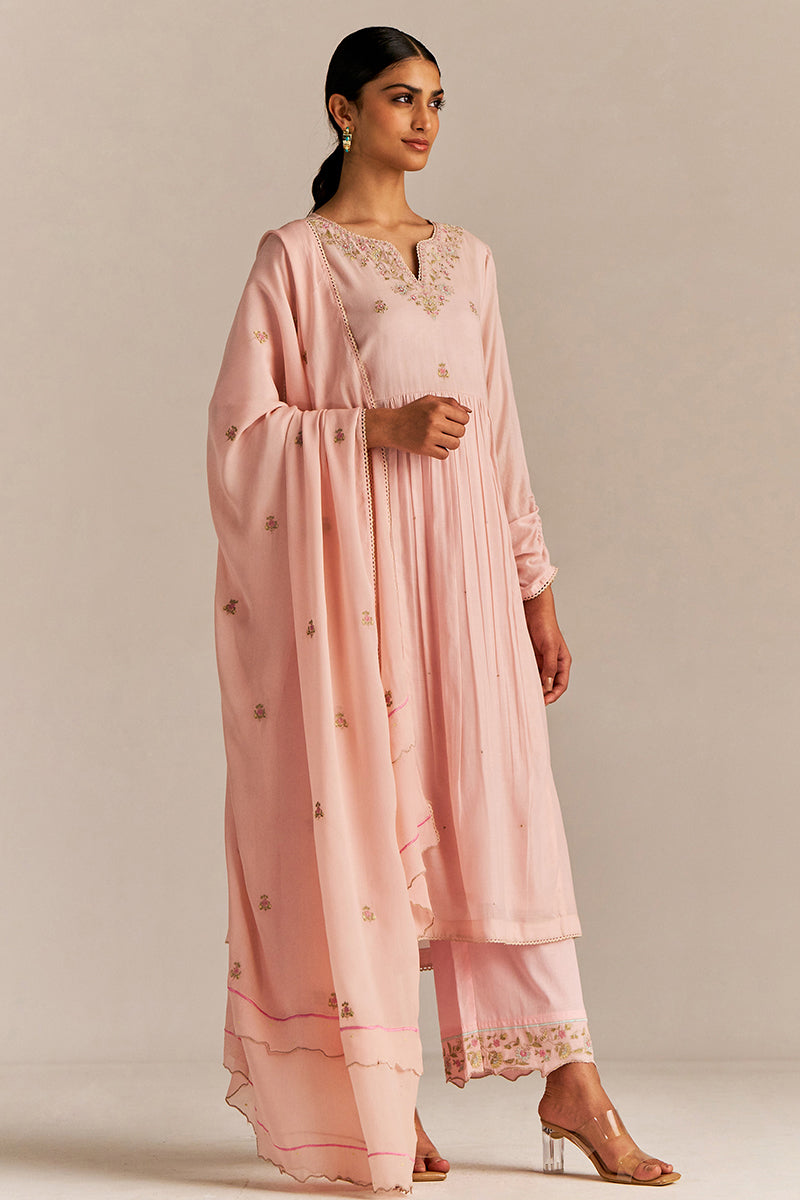 Dhiyona GF Women's Crystal Pink Embroidered Kurta Set