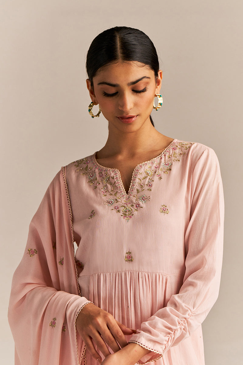 Dhiyona GF Women's Crystal Pink Embroidered Kurta Set