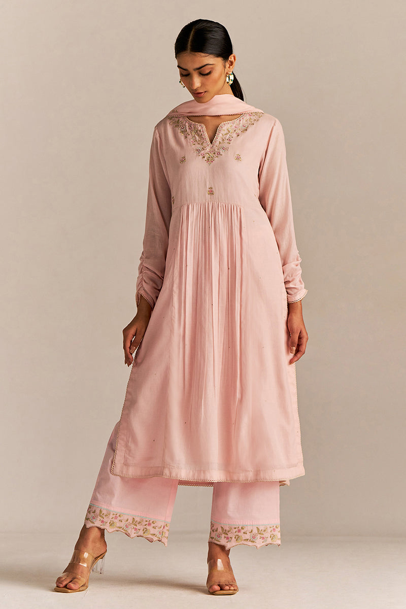 Dhiyona GF Women's Crystal Pink Embroidered Kurta Set