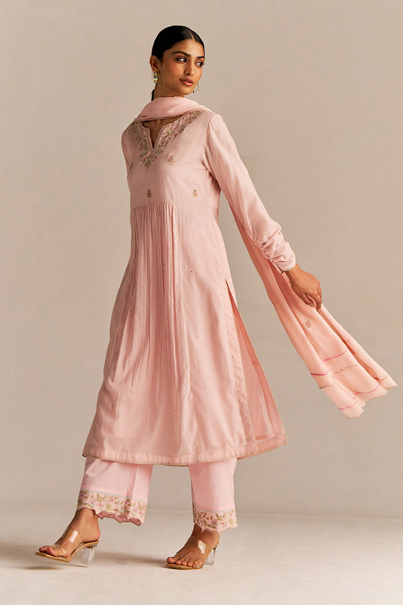 Dhiyona GF Women's Crystal Pink Embroidered Kurta Set