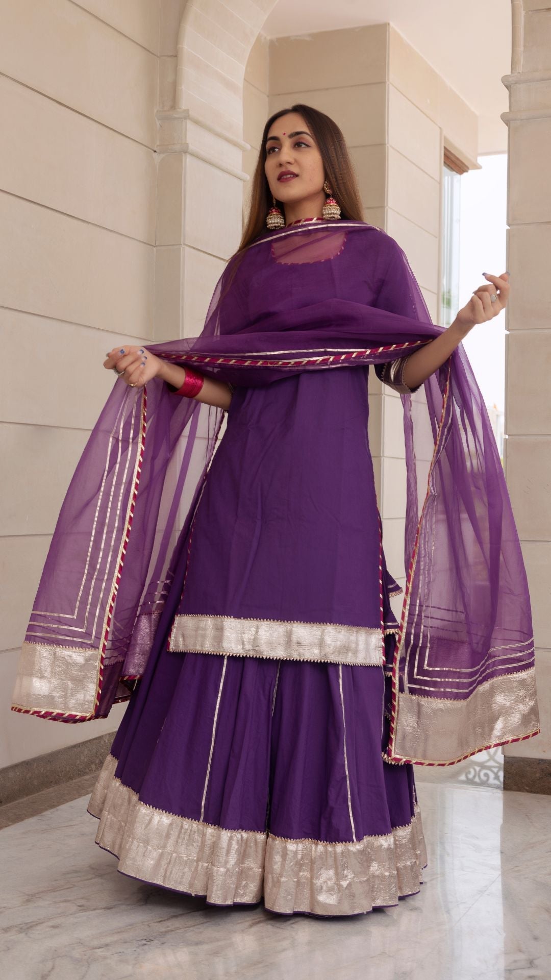 Falguni Purple Kurta Skirt Set
