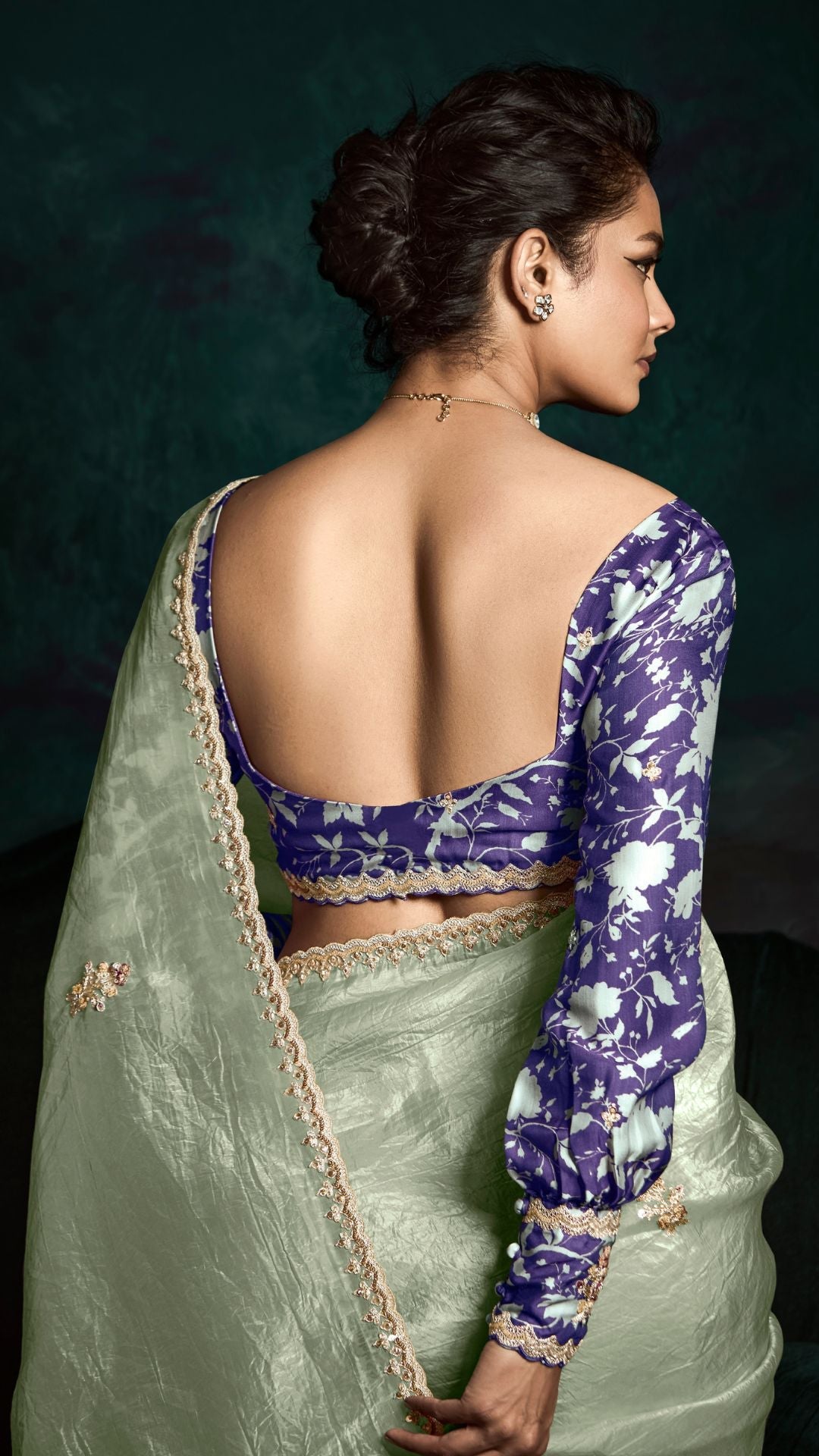 Dhiyona KM Women Lime Green Designer Organza Saree: Effortless Elegance For Every Occasion