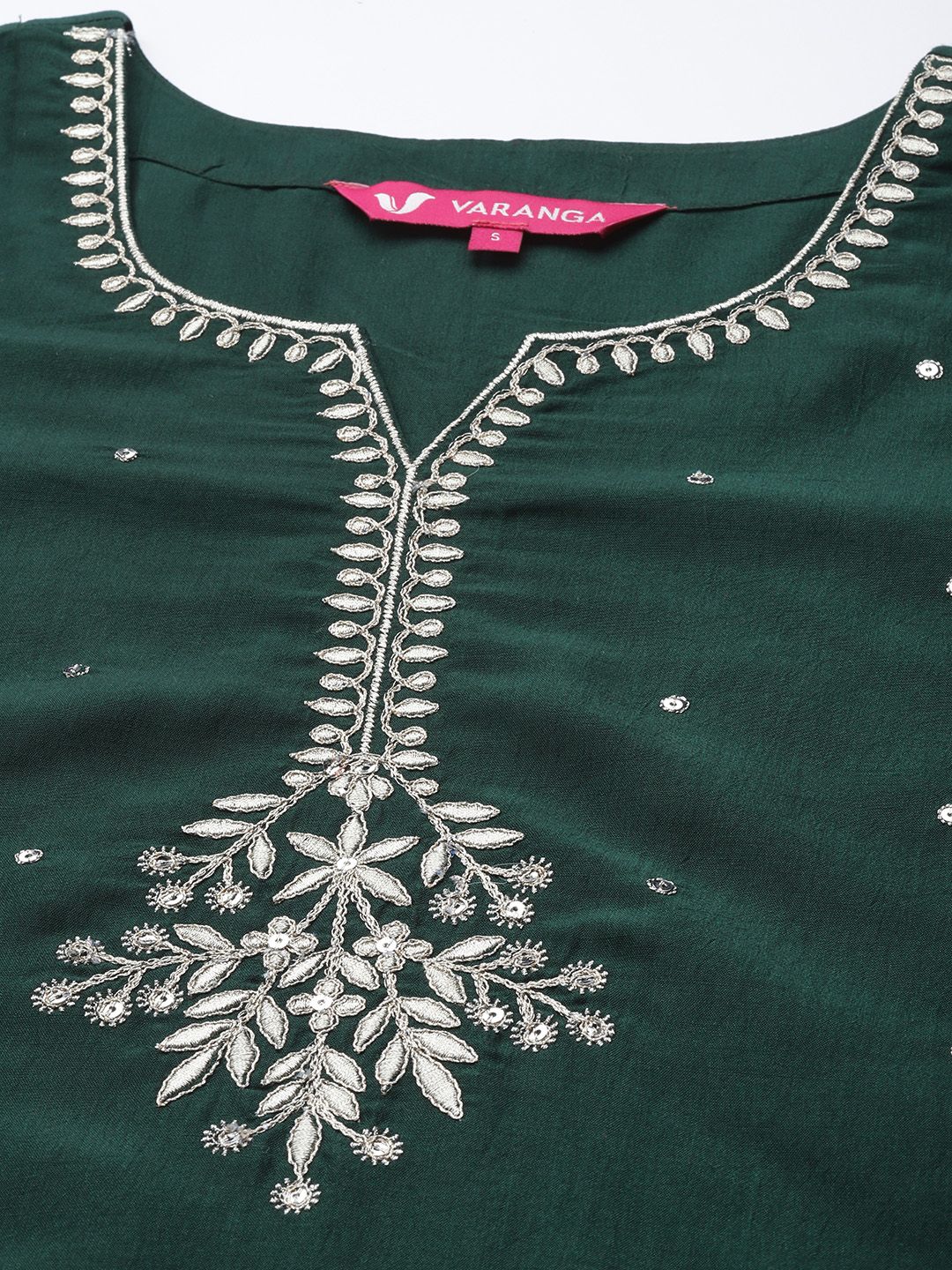 Dhiyona VA Women's Green Ethnic Motifs Embroidered Kurta with Trousers & With Dupatta