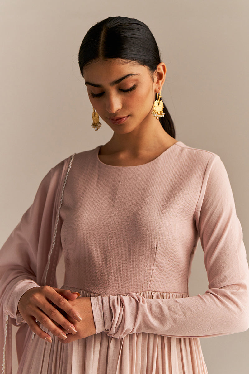 Dhiyona GF Women's Mauve Chalk Mul-Mul Anarkali Kurta Set