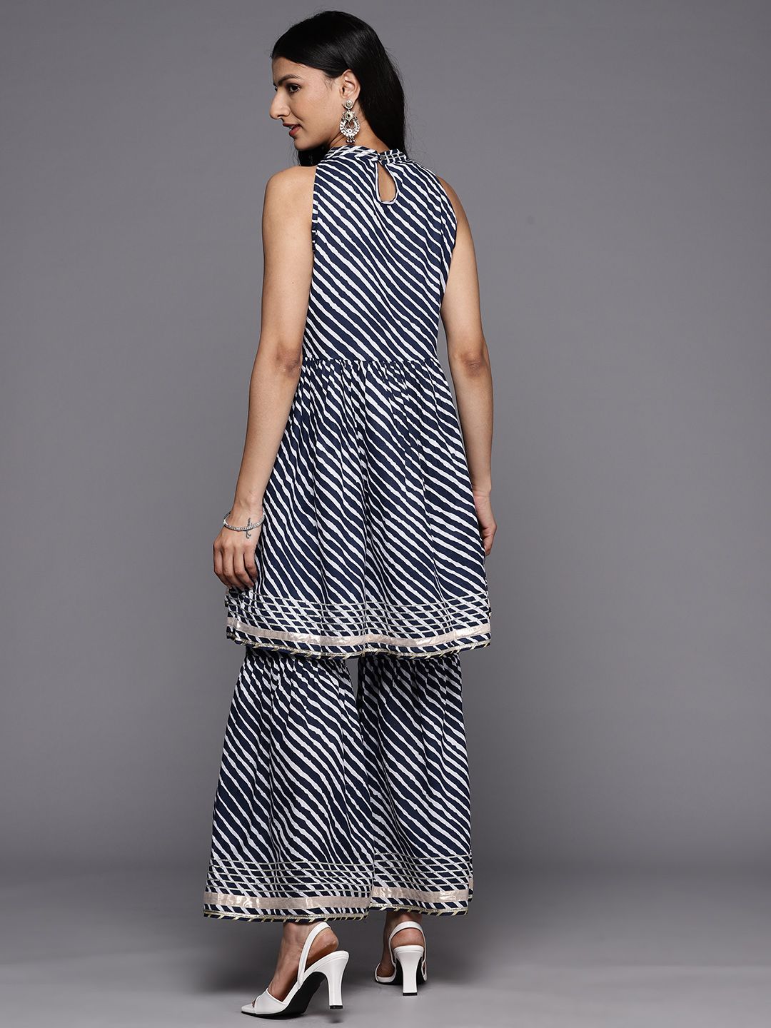 Dhiyona VA Women'sLeheriya Dyed Gotta Patti Kurti With Sharara