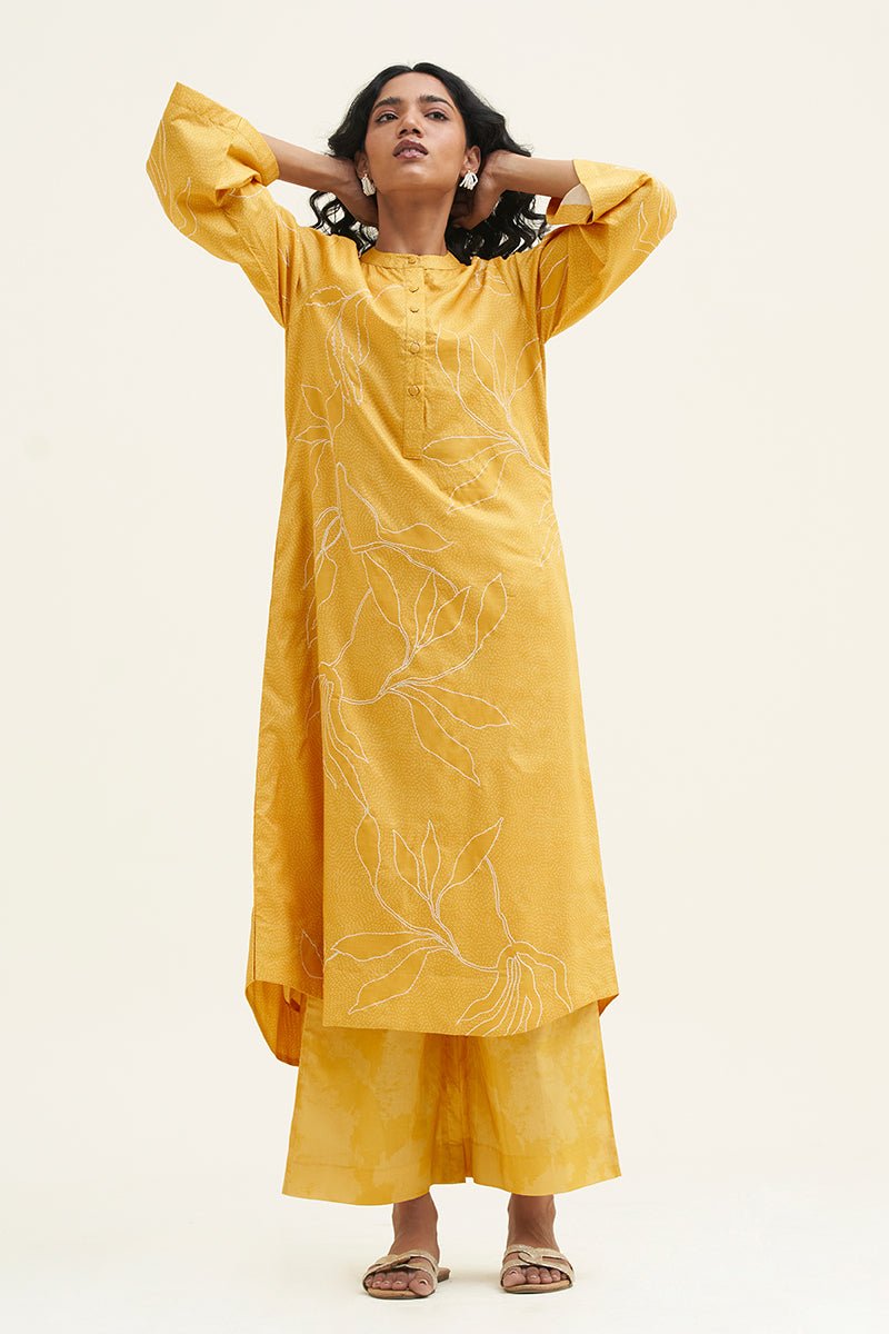 Women's Yellow Cotton Printed Co-ord Set