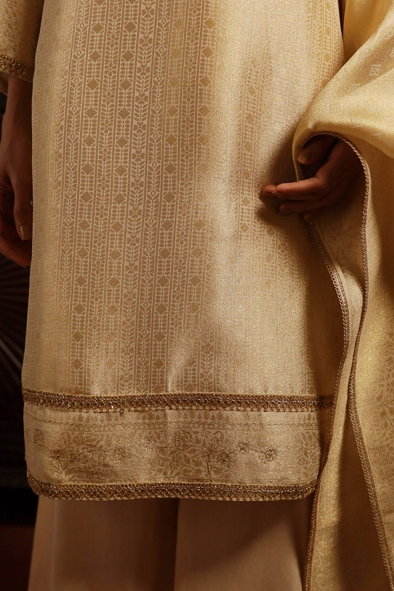 Women's Ecru Woven Silk Salwar Suit