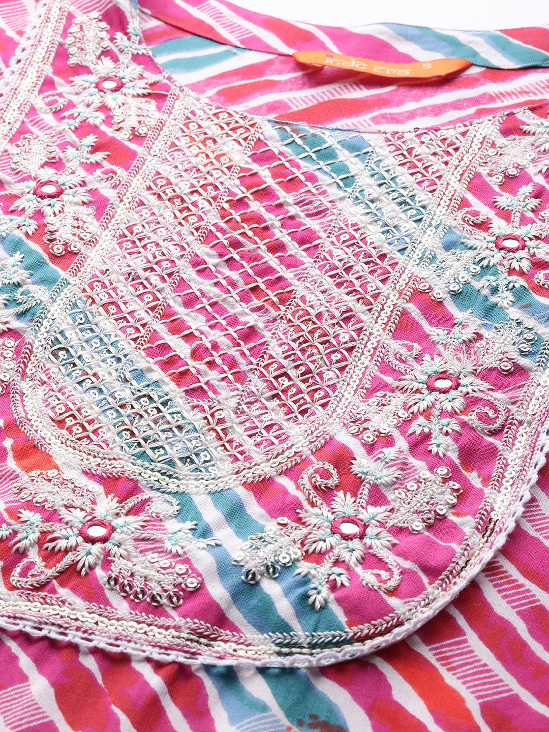 Dhiyona IE Women Leheriya Printed Thread Work Kurta