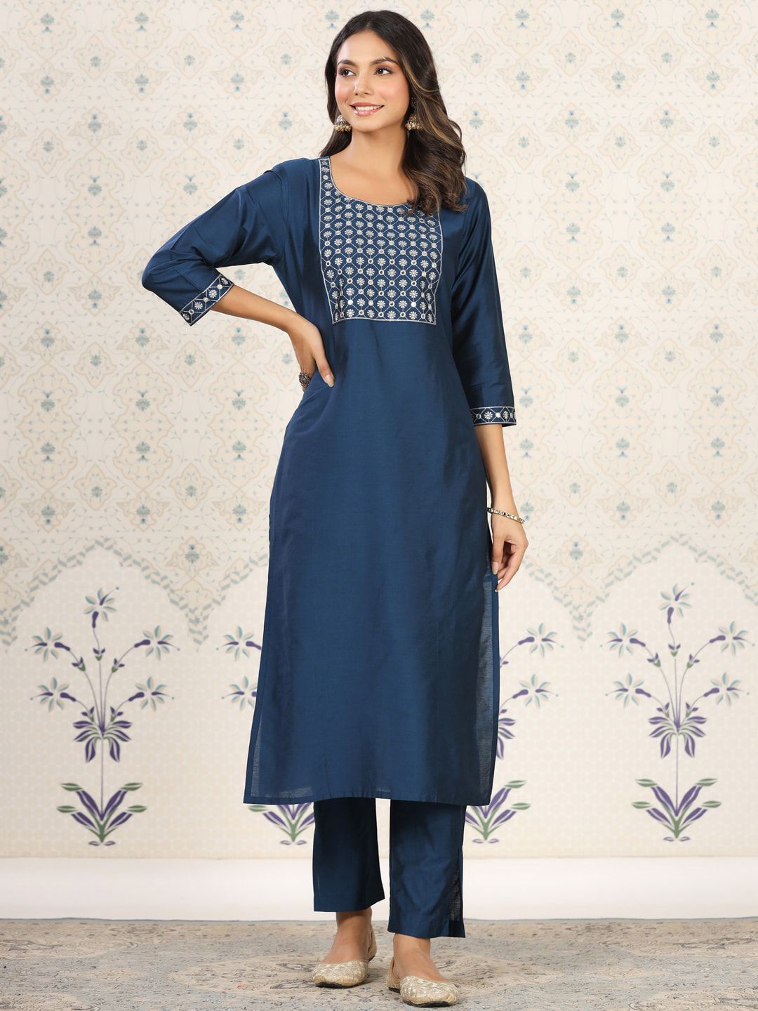 Dhiyona OD Ethnic Motifs Yoke Design Mirror Work Kurta