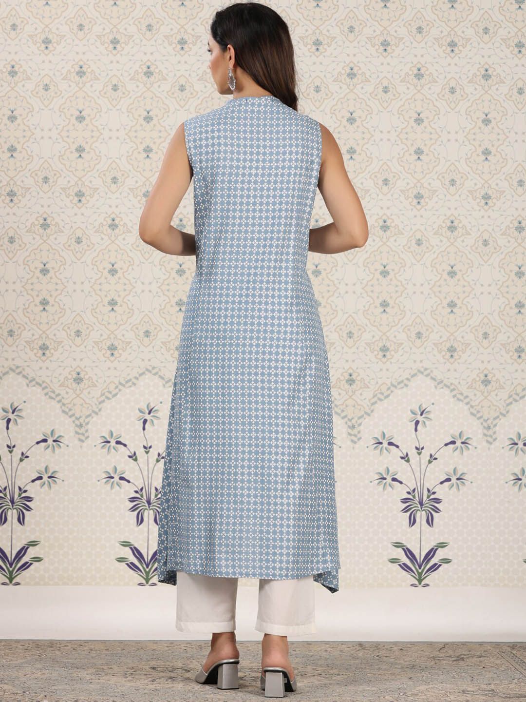 Dhiyona OD Ethnic Motifs Printed Mandrain collar A-Line Kurta