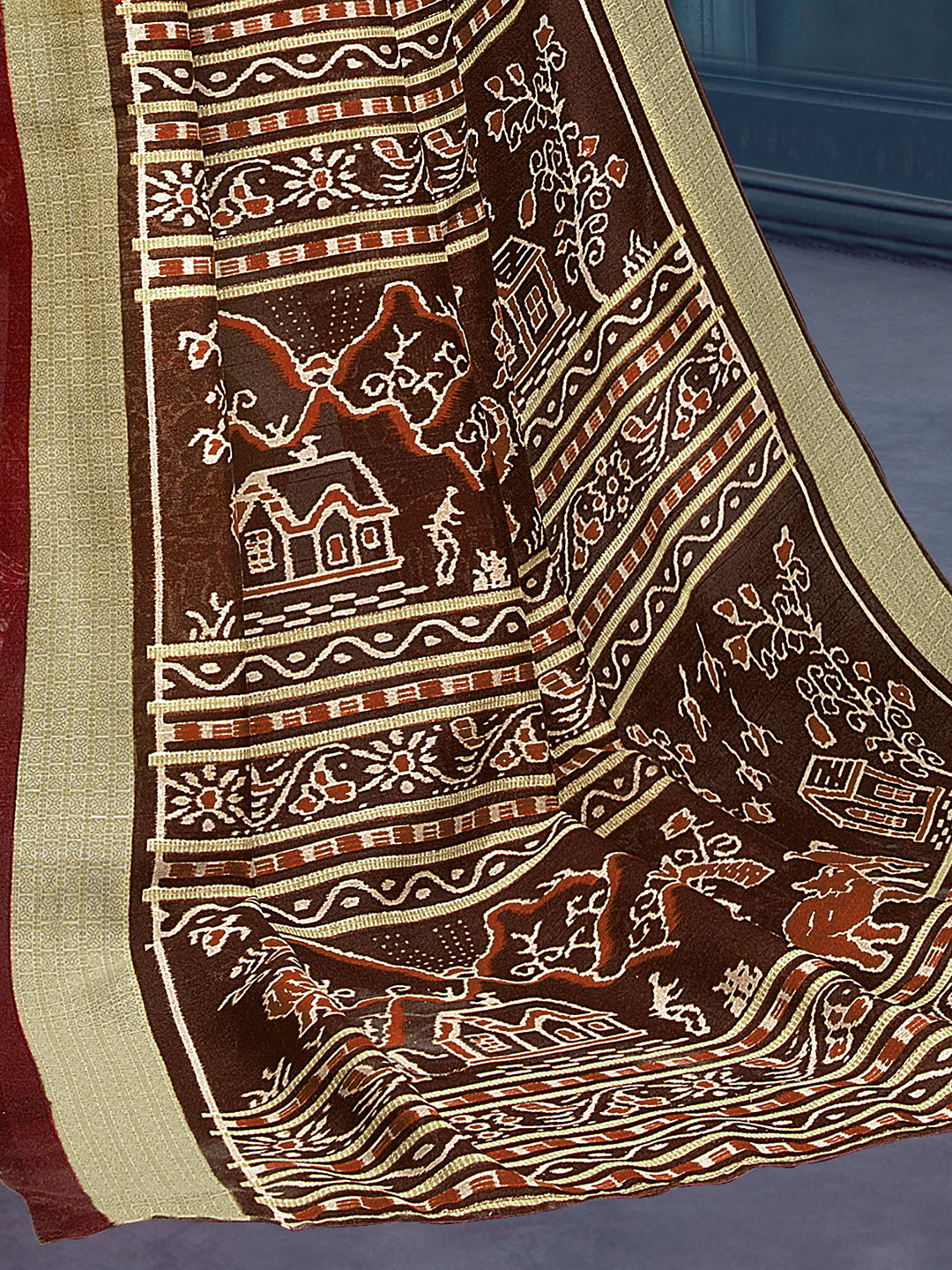 Women's Bhagalpuri Silk Mustard Printed Designer Saree With Blouse Piece