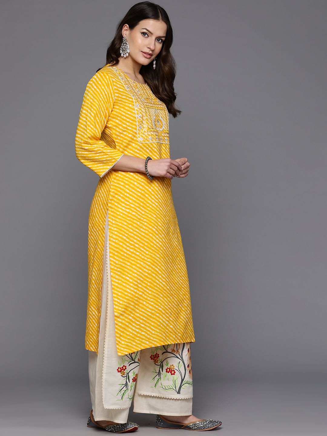 Dhiyona IE Leheriya Printed Sequinned Kurta