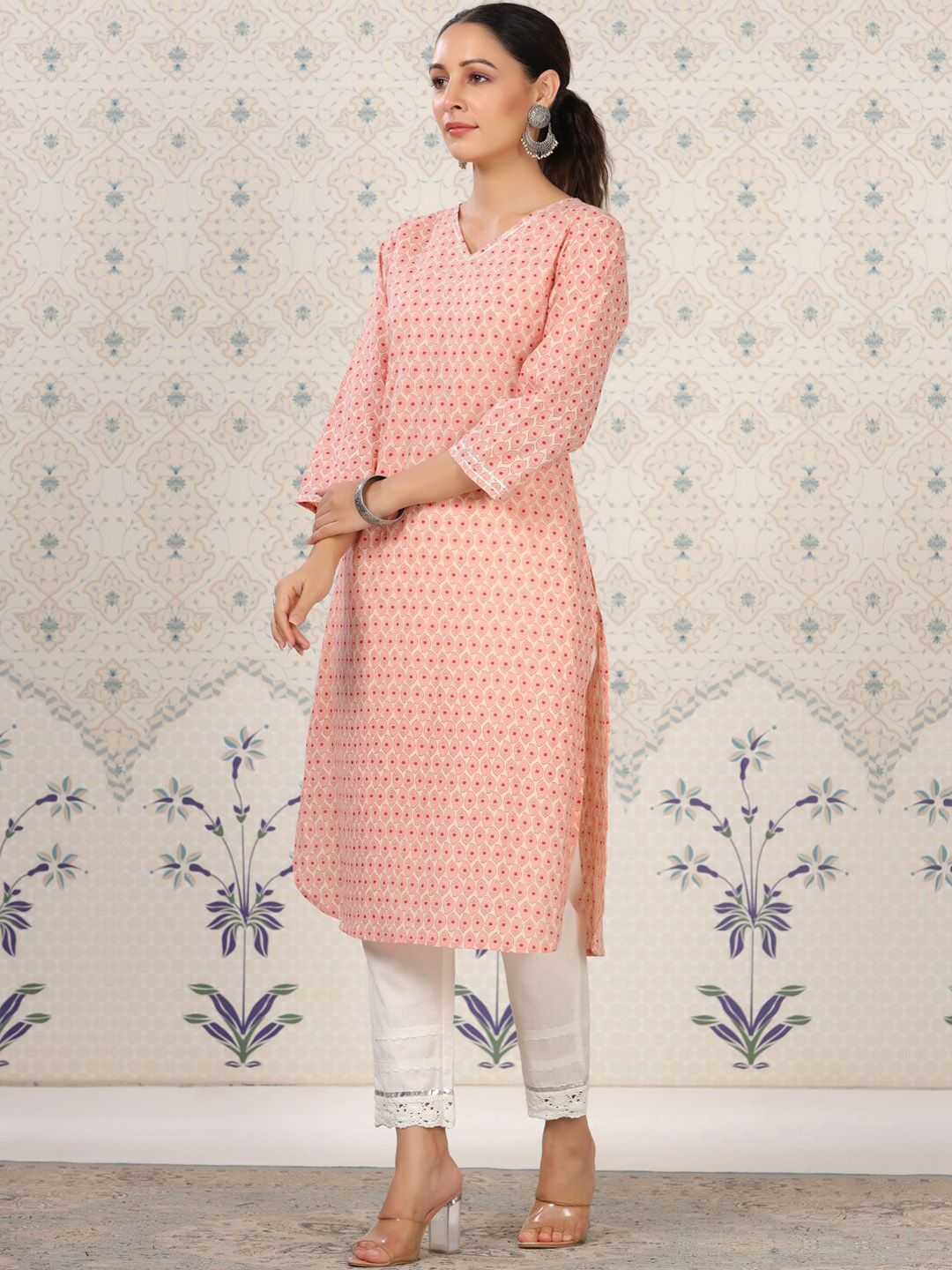 Dhiyona OD Floral Printed Straight Pure Cotton Kurta