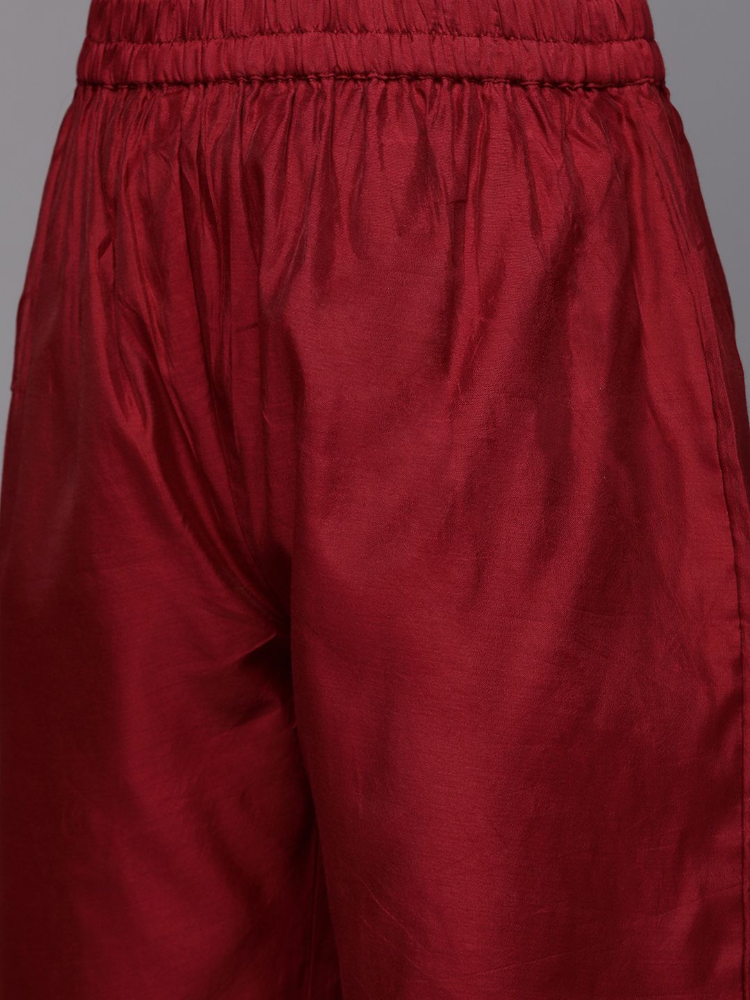Dhiyona VA Women's Maroon Ethnic Motifs Embroidered Kurta with Trousers & With Dupatta