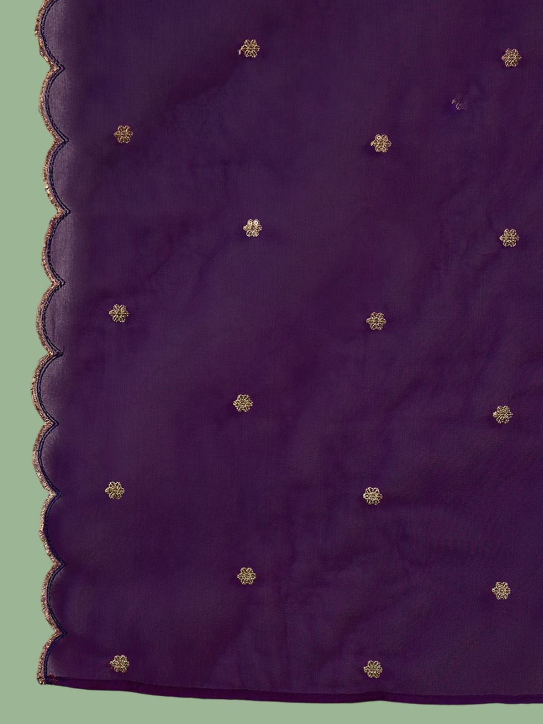 Dhiyona SN Women's Purple Floral Embroidered V-Neck Sequinned Straight Kurta With Trouser & Dupatta