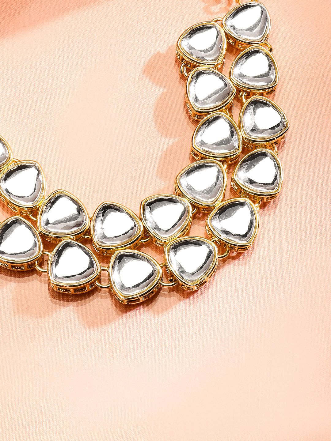 Dhiyona RJ Women's 18K Gold-Plated White Kundan Studded Double-Layered Statement Bracelet