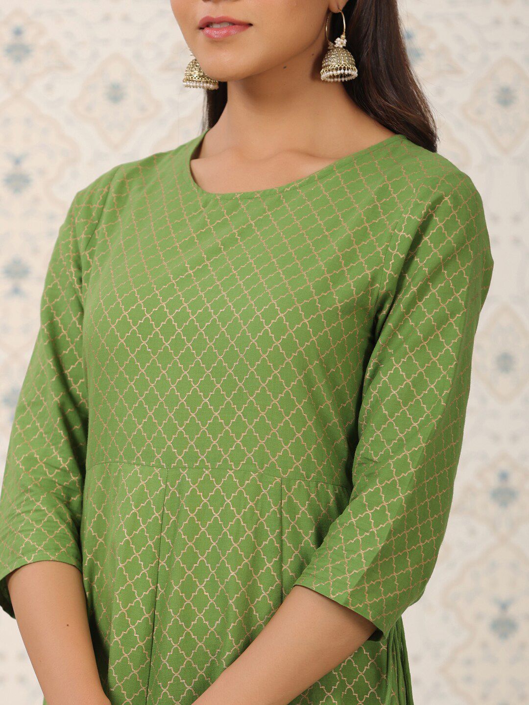 Dhiyona OD Ethnic Motif Printed Pure Cotton A-Line Kurta