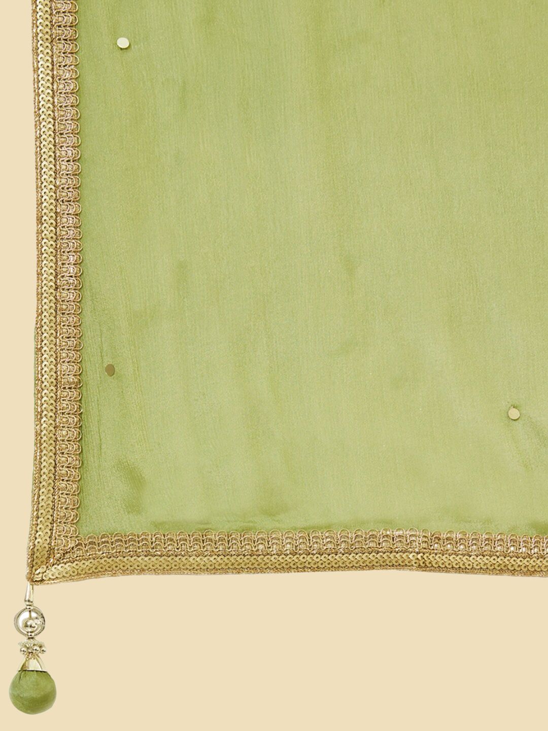 Dhiyona SO Women's Green Ethnic Motifs Embroidered Mirror Work Anarkali Kurta with Churidar & Dupatta
