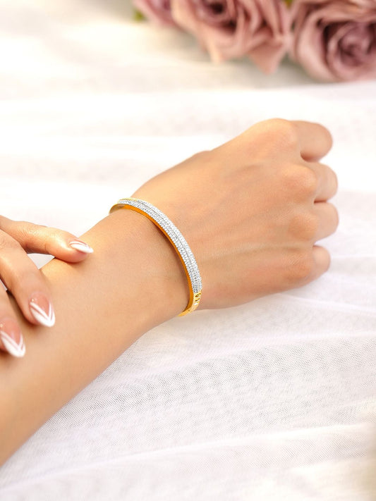 Dhiyona RJ Women's 22K Gold Plated Cubic Zirconia Bangles Style Bracelet