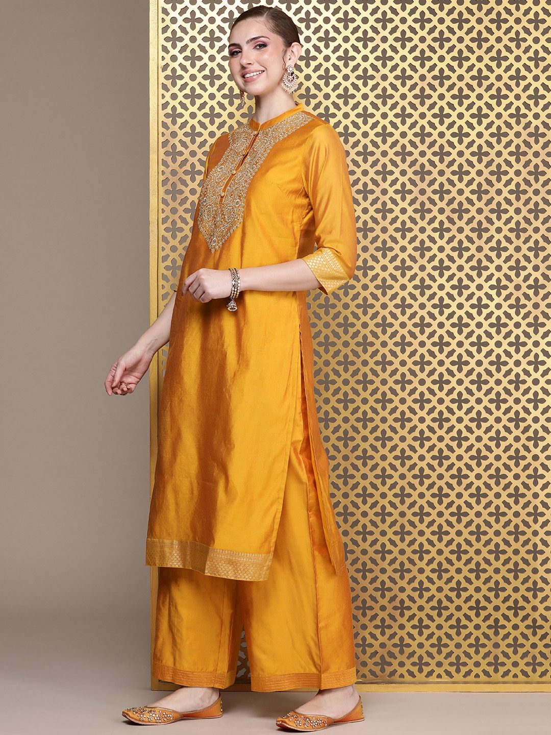 Dhiyona PD Women Jashn Ethnic Motifs Embroidered Kurta with Palazzos