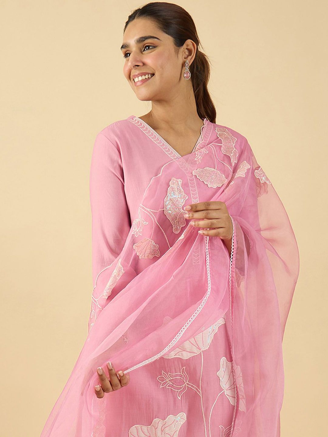 Women Floral Embroidered Kurta with Trousers & Dupatta