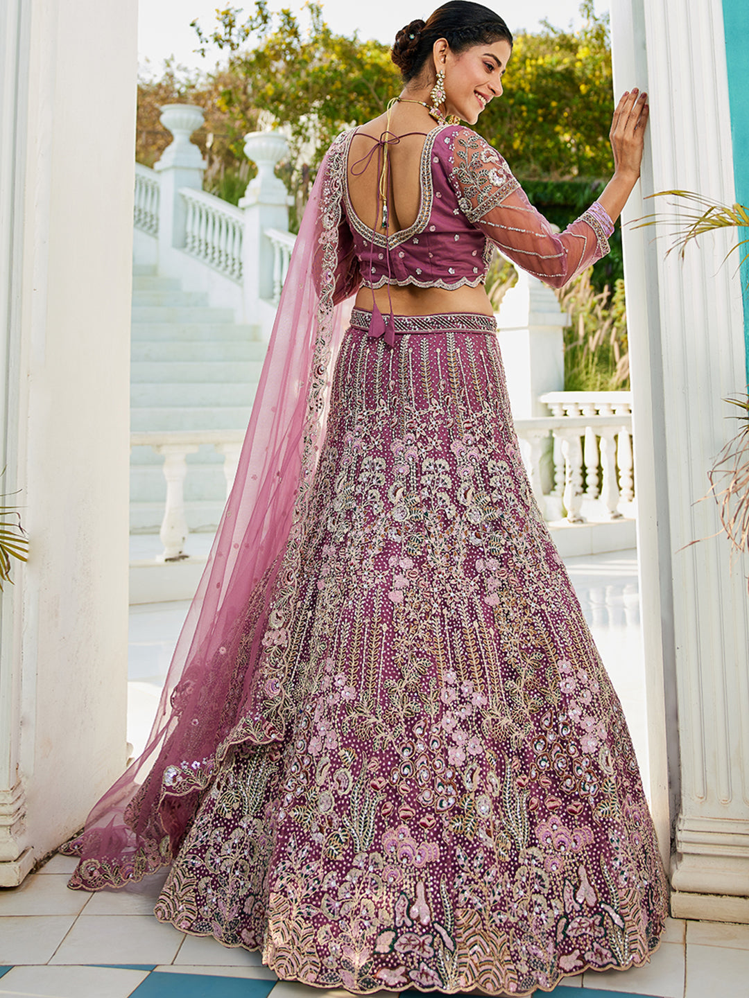 Lavender net and Coding & Zarkan embroidery  Lehenga choli & Dupatta