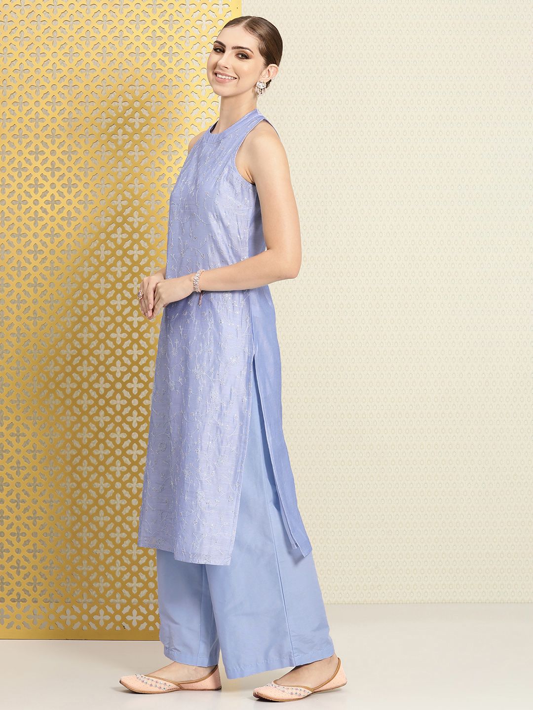 Dhiyona PD Women Women Ethnic Motifs Regular Sequined Jashn Kurta With Palazzos & Dupatta