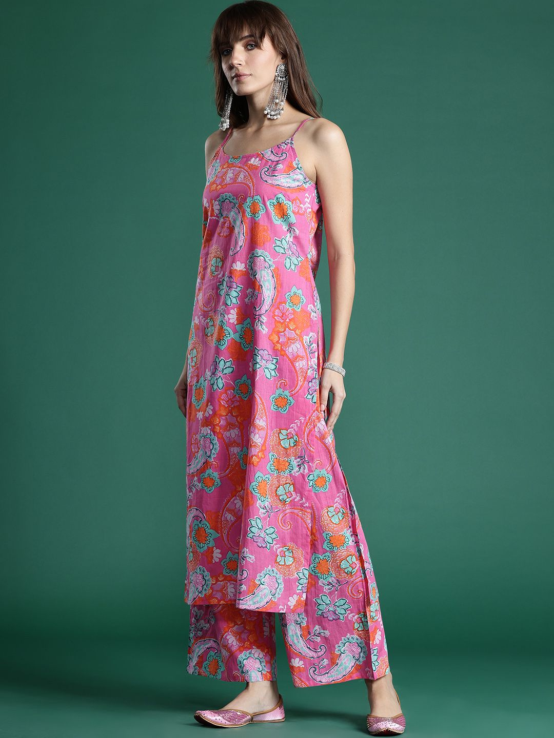 Dhiyona IE Floral Printed Pure Cotton Kurta with Palazzos