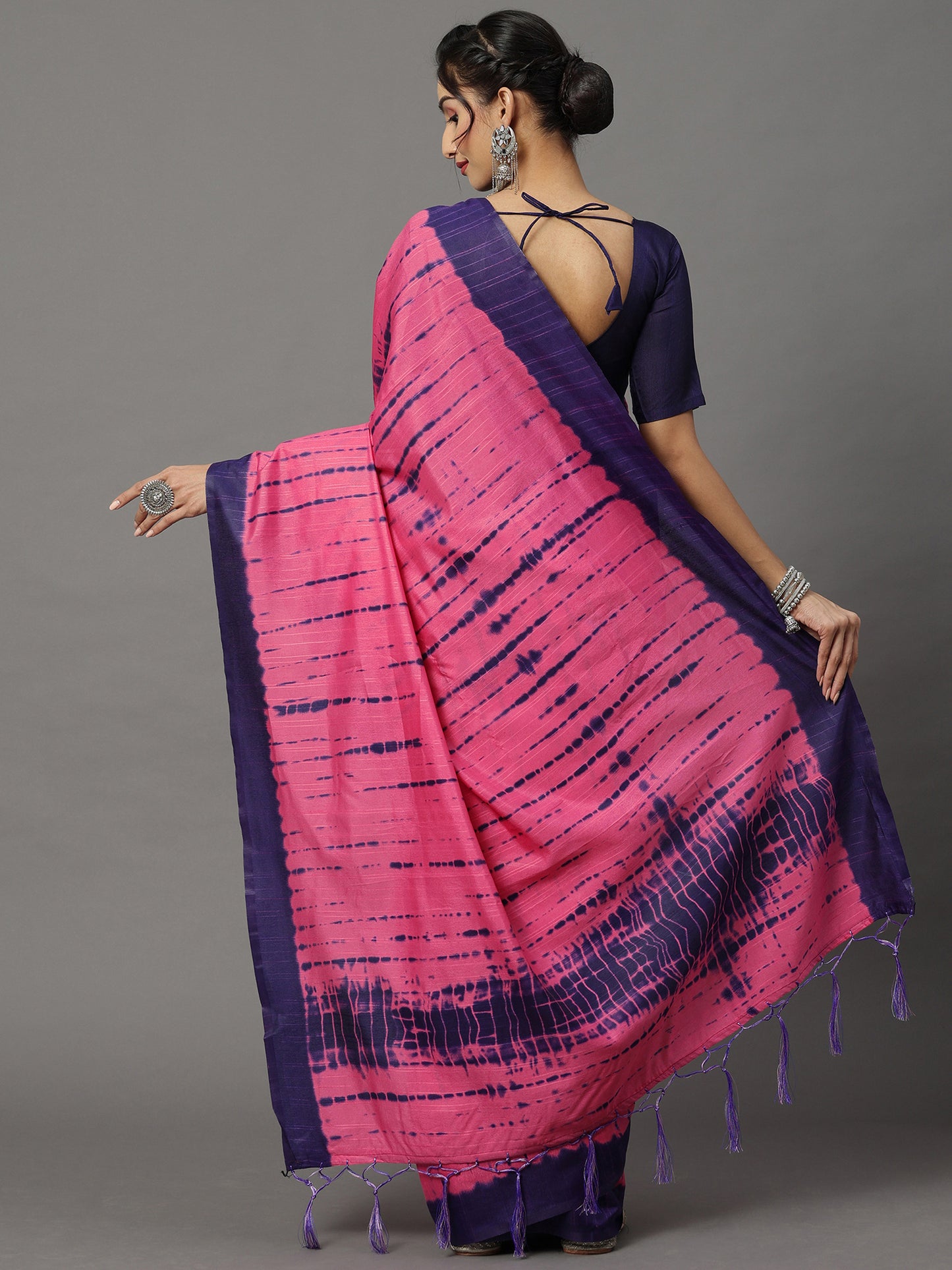 Women's Bhagalpuri Silk Pink Printed Designer Saree With Blouse Piece