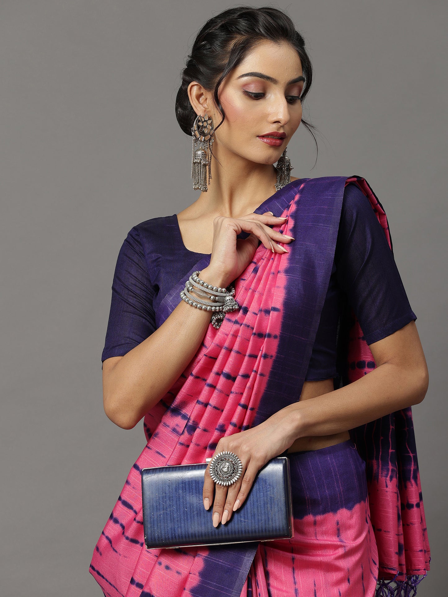 Women's Bhagalpuri Silk Pink Printed Designer Saree With Blouse Piece