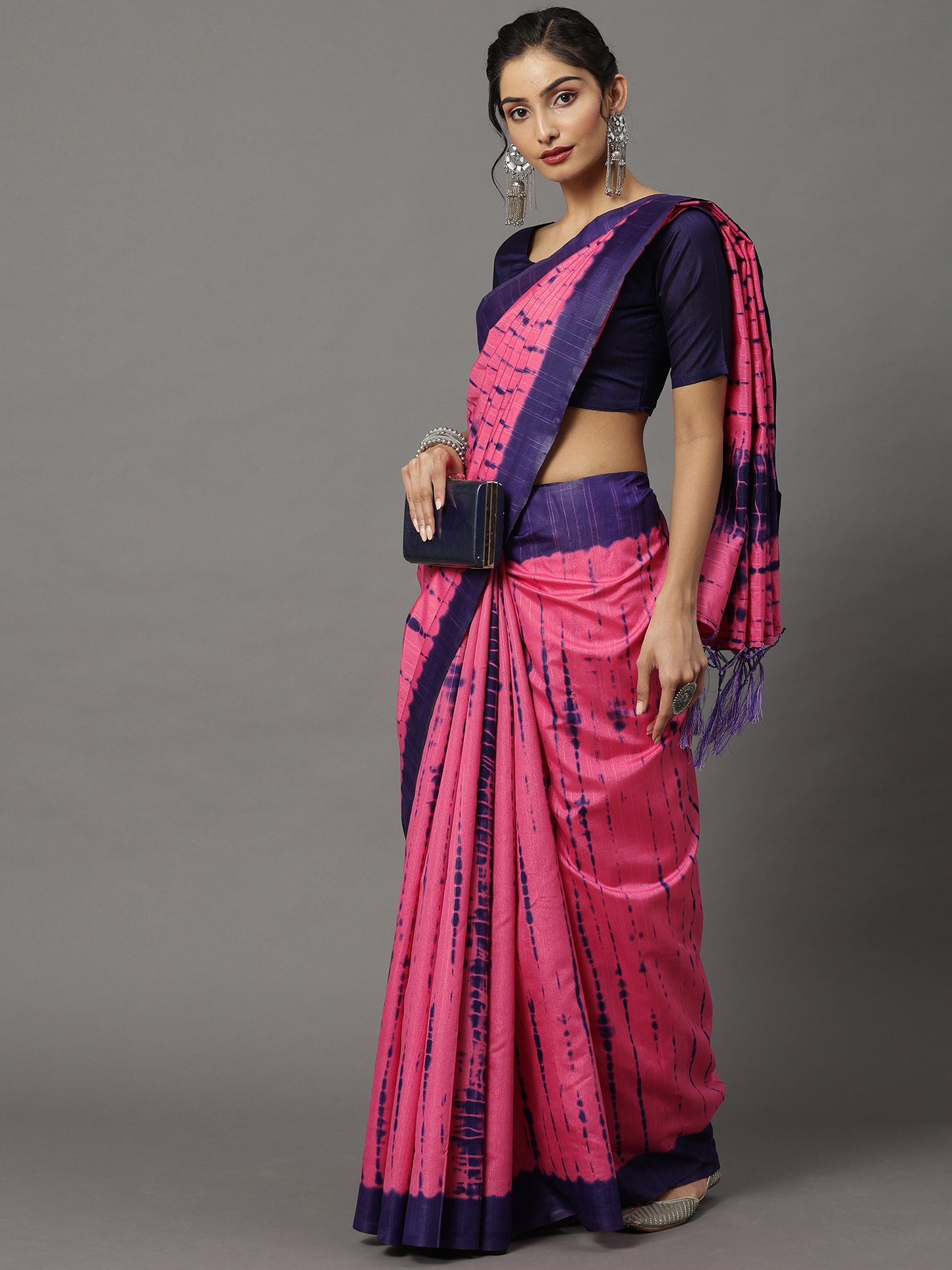 Women's Bhagalpuri Silk Pink Printed Designer Saree With Blouse Piece