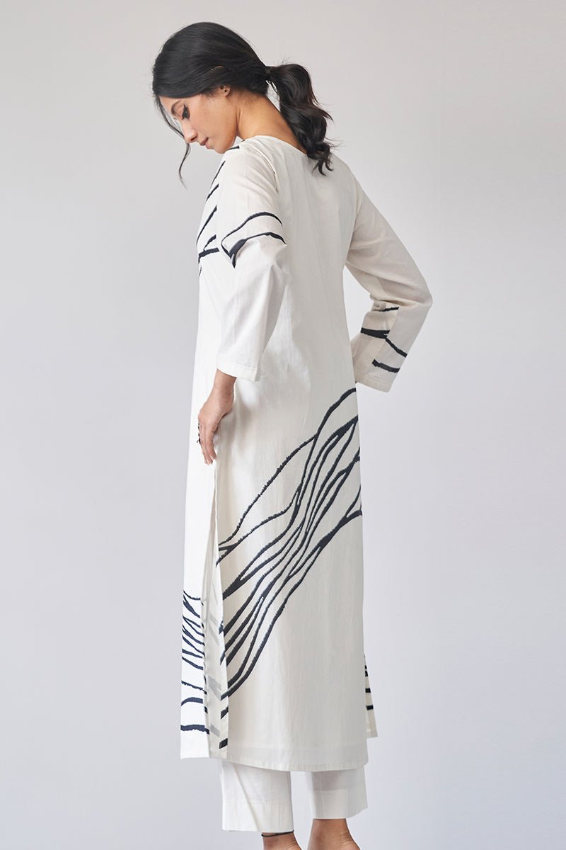 Women's Cream Cotton Abstract Printed Co-ord Set