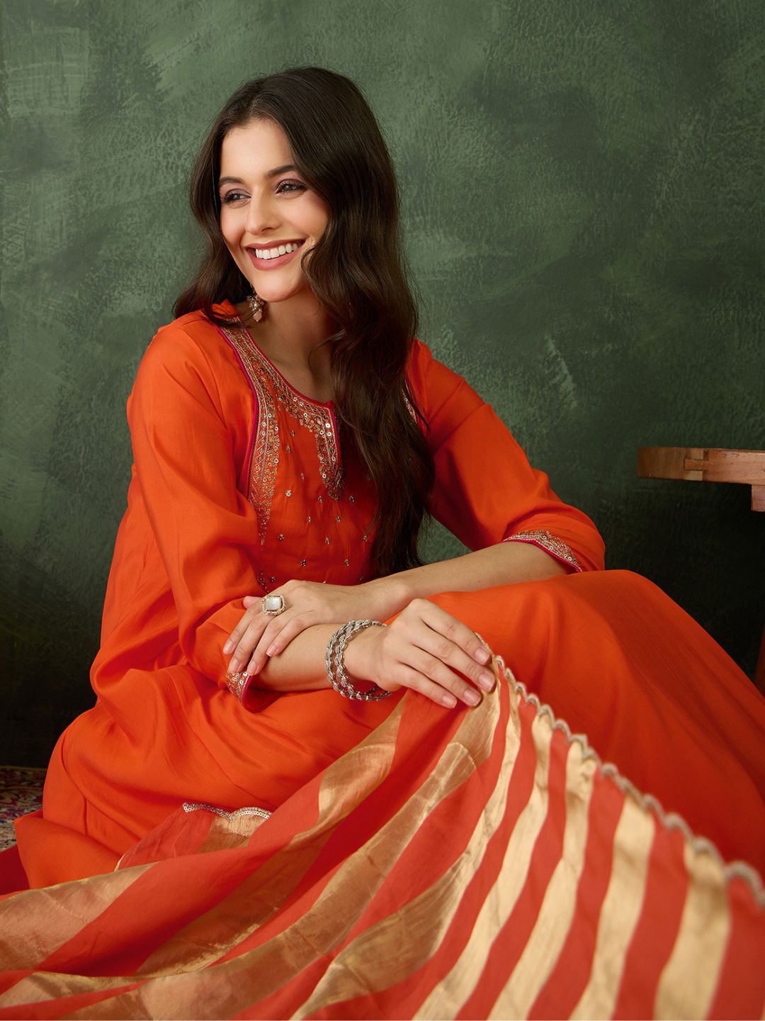 Dhiyona KA Women Embroidered A-Line Kurta Set