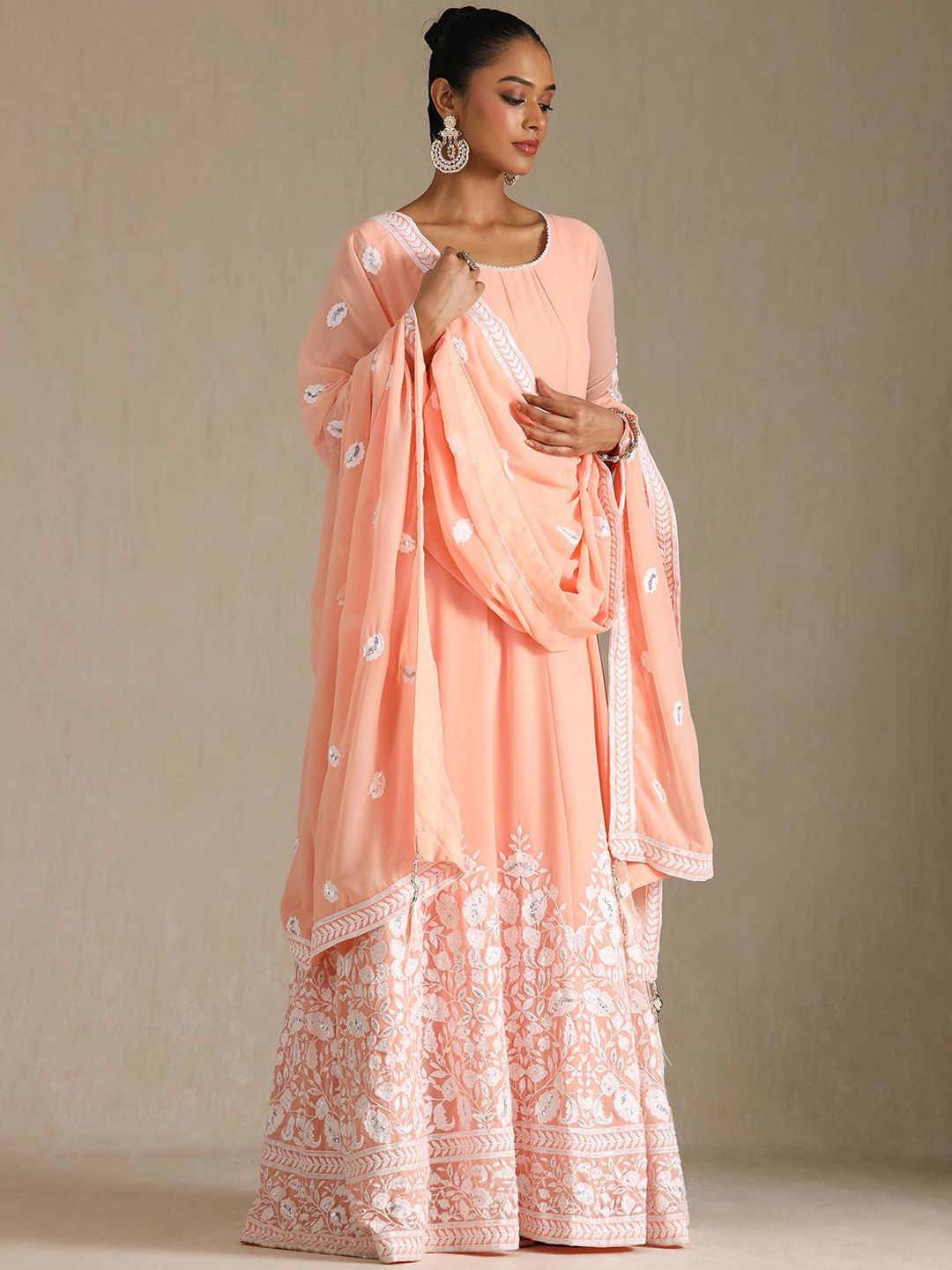 Dhiyona SO Women's Women Ethnic Motifs Embroidered Thread Work Anarkali Kurta with Churidar & Dupatta