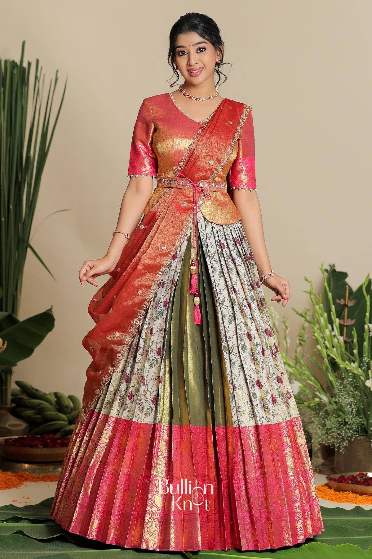 Dhiyona BN Sudiksha Banarasi Lehenga Set in Ivory