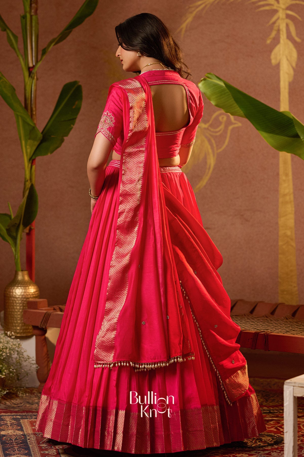 Dhiyona BN Pritti Lehenga Set in Rani Pink