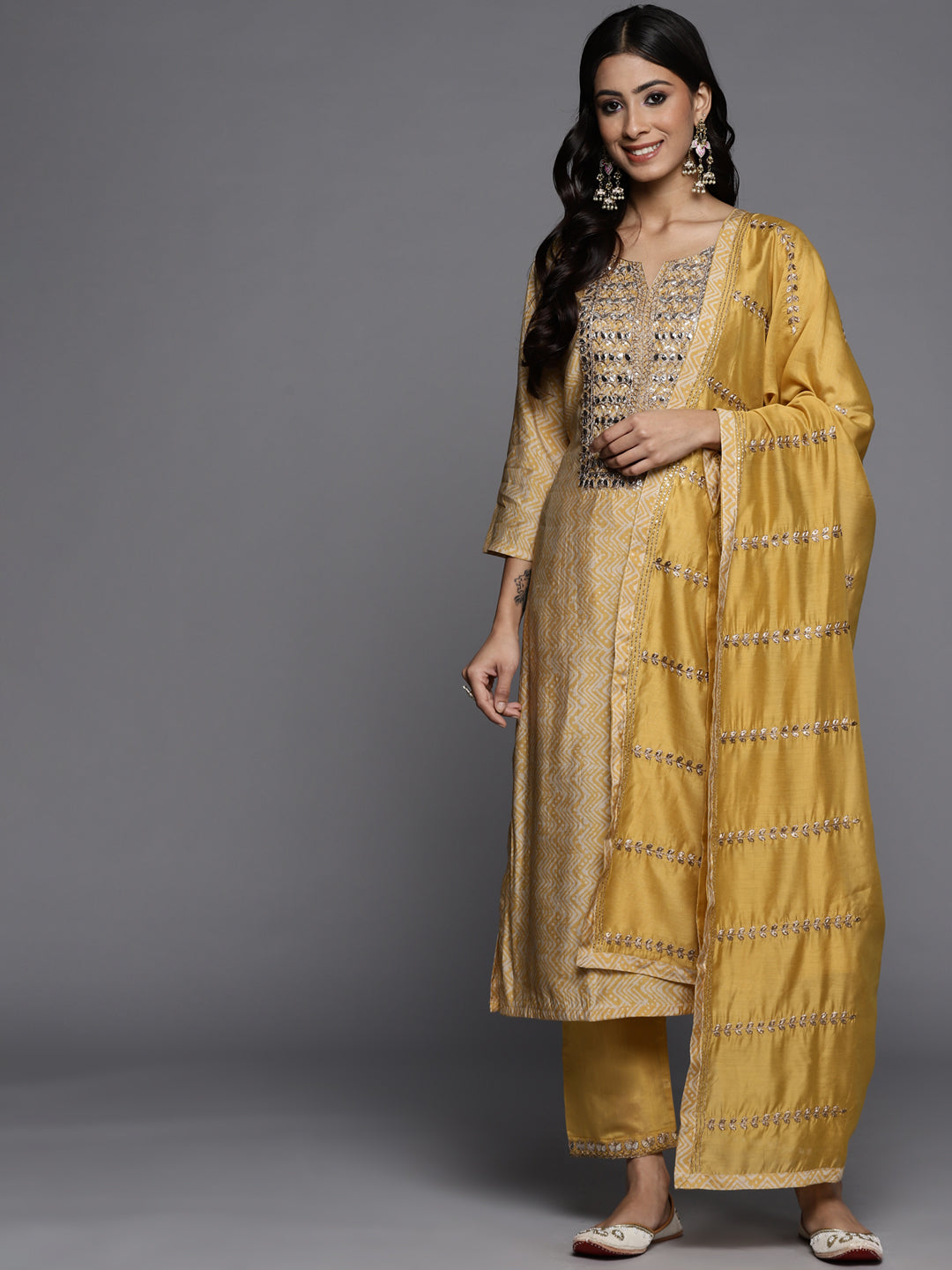 Dhiyona VR Women's Digital Printed Embroidered Kurta With Straight Pant And Embroidered Dupatta