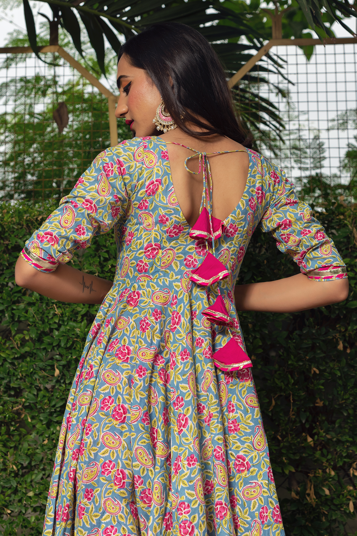 Jaipuri Hand Block Cotton Anarkali Set