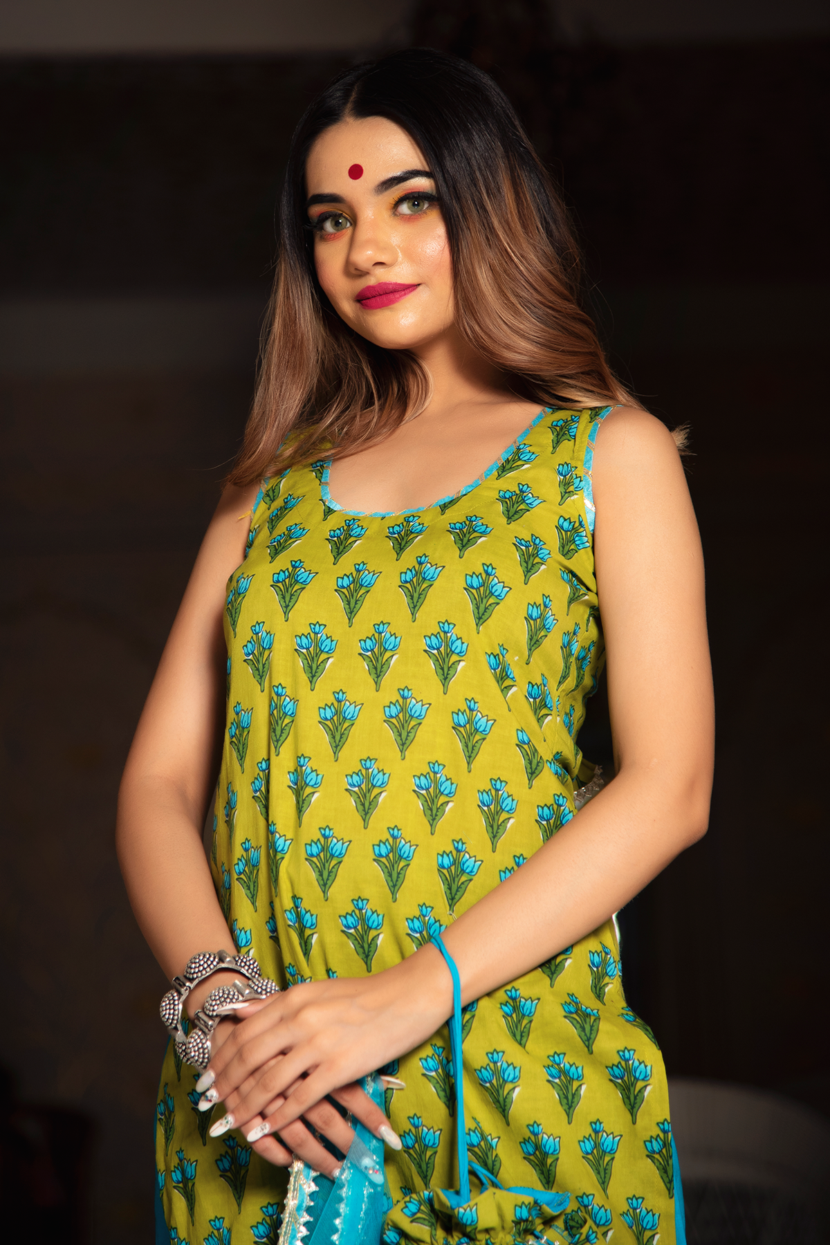 Gulzar Blue Hand Block Cotton Suit Set