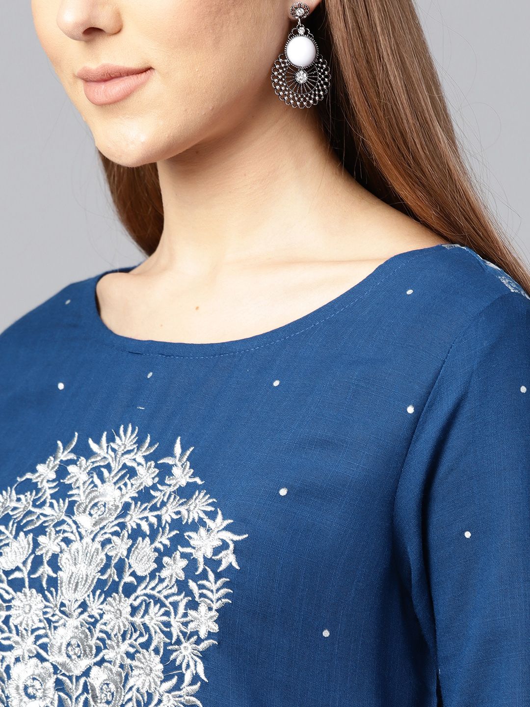 Dhiyona IS Women's Women Blue Printed Kurta with Palazzos